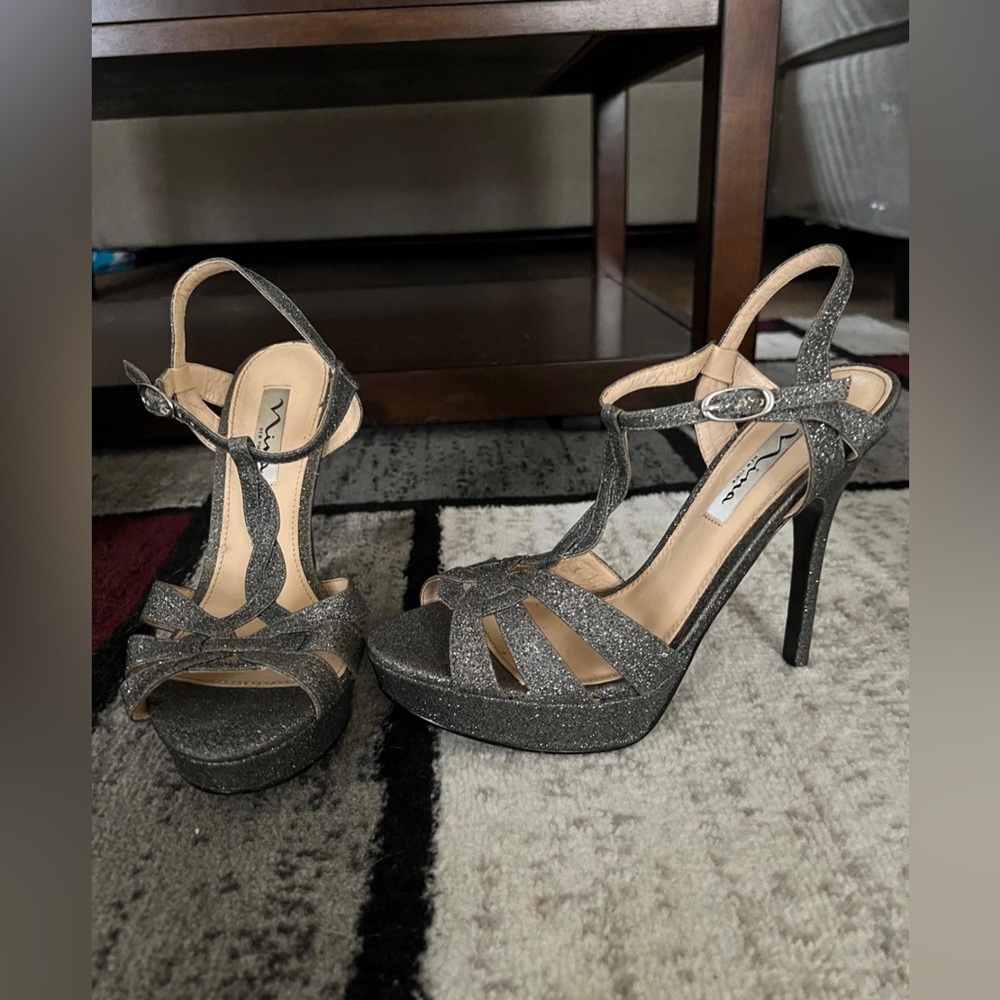 Silver/Glitter Open Toes - Size 8M - Nima New York